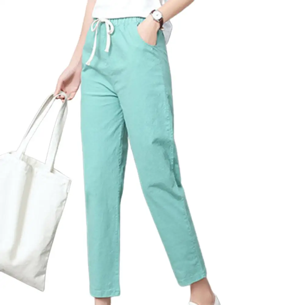 

Женские повседневные однотонные хлопковые брюки-карандаш с эластичной резинкой на талии