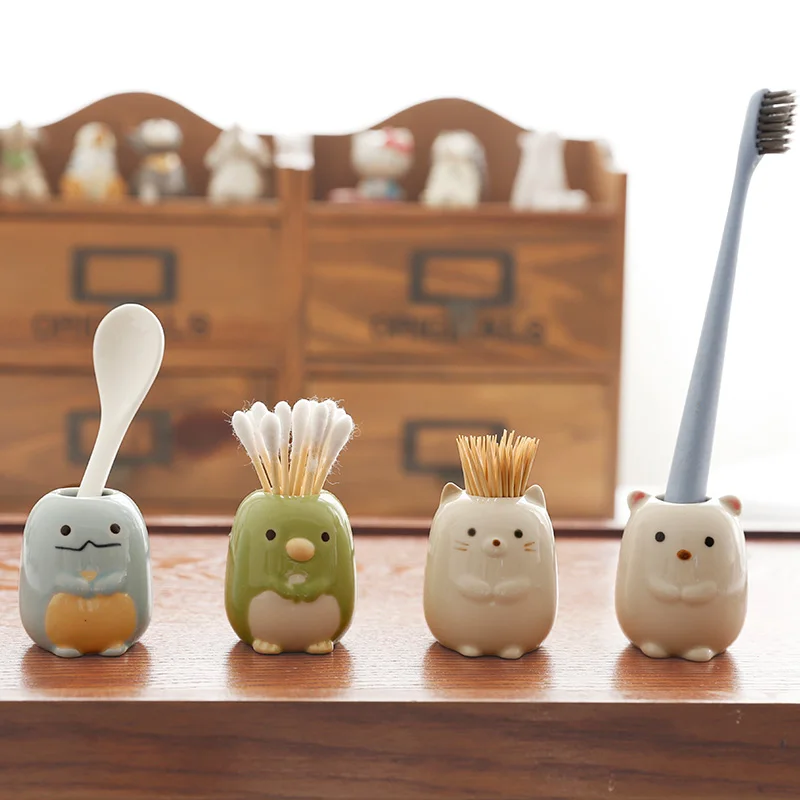 Керамический мультяшный держатель для зубной щетки с животным ванной подставкой