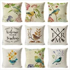 Подушка для птиц чехол Американский Сельский Стиль Подушка Чехол Ручная роспись птицы цветы дерево подушки Чехол диван льняная подушка из хлопка с эффектом памяти Крышка