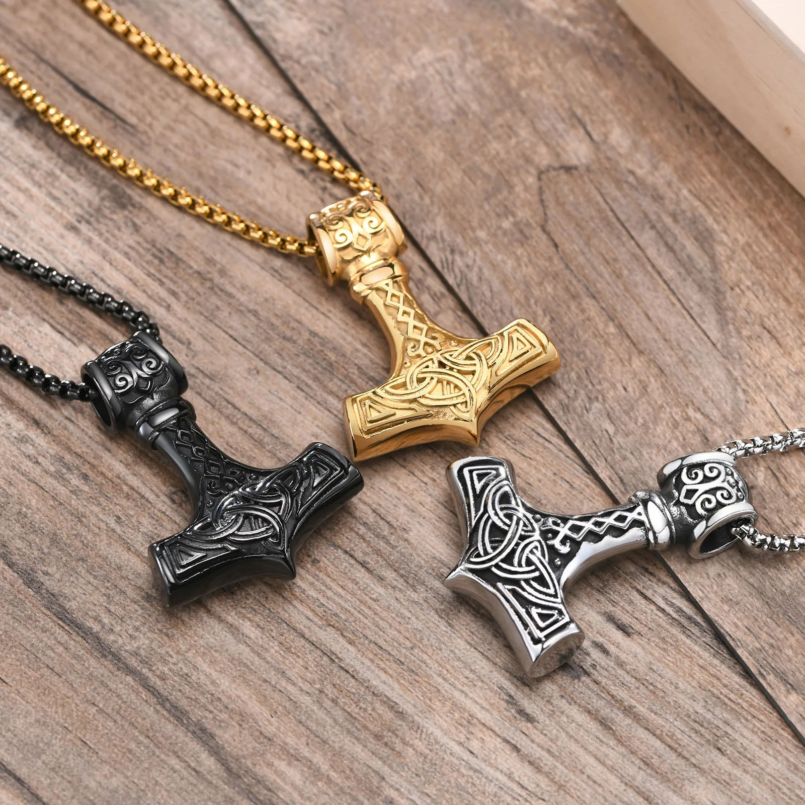 Мужское ожерелье с подвеской викингов Mjolnir из нержавеющей стали