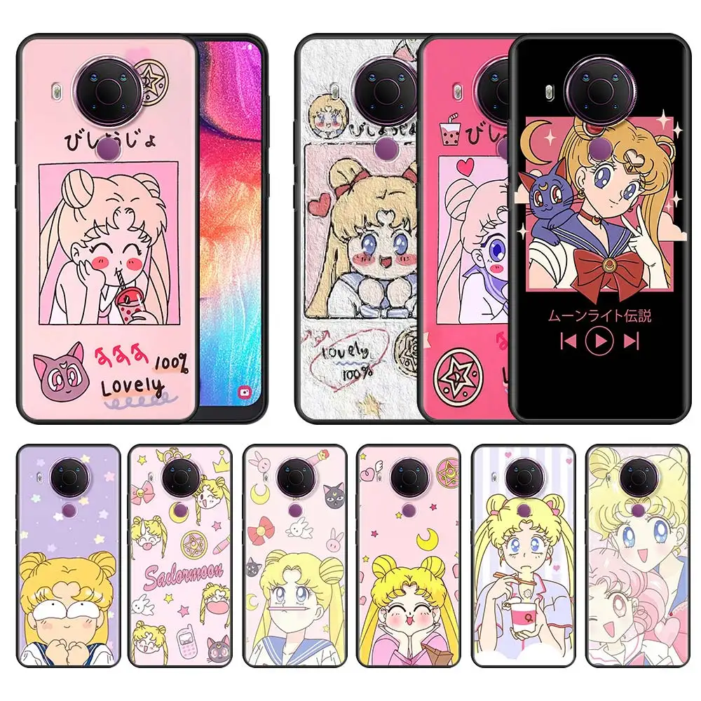 

Lovely Sailors Cute Moon Case for Nokia 7.2 3.4 5.4 5.3 2.3 2.4 2.2 8.3 G10 Protective Shell Black Ultrathin Soft Phone Cover