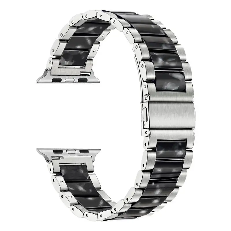 Для женщин Смола+ Нержавеющая сталь ремешок для наручных часов Apple Watch, версии наручных часов iWatch, 5, 4, 3, 2, 1, 44/40/42/38 мм браслет на запястье с металлическим браслетом, женский браслет