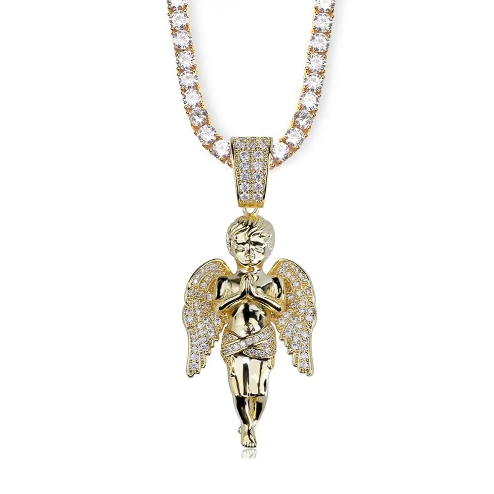 Мужские и женские подвески в стиле хип-хоп позолоченные с кубическим микро