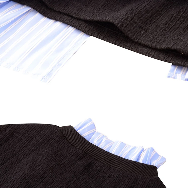 

[EAM] Women Striped Ruffles Irregular Big Size Blouse New Lapel Long Sleeve Loose Fit Shirt Fashion Spring Autumn 2021 1DE0881