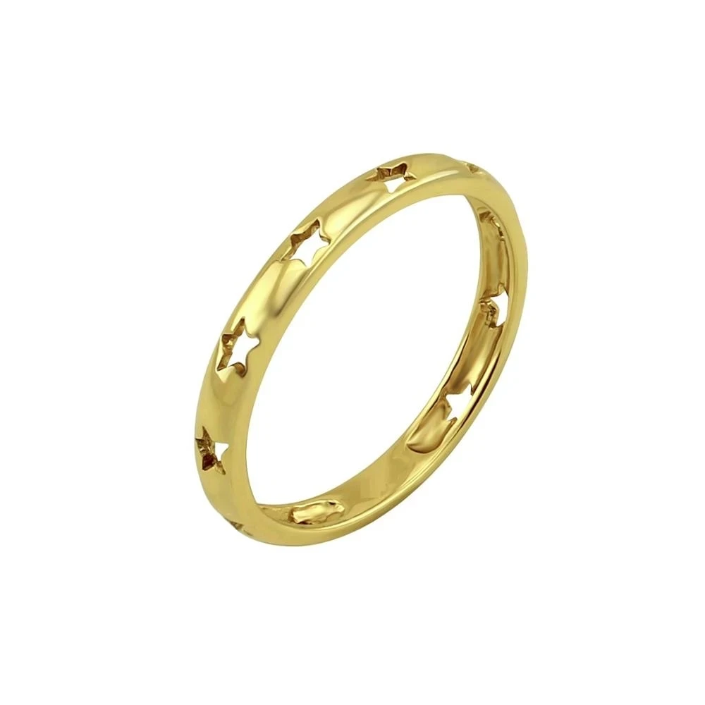 2023 Gold Color Vermeil Hollow Star Signet Charm Band Finger Rings For Women Classic Trendy Simple Minimal Engagement Jewelry