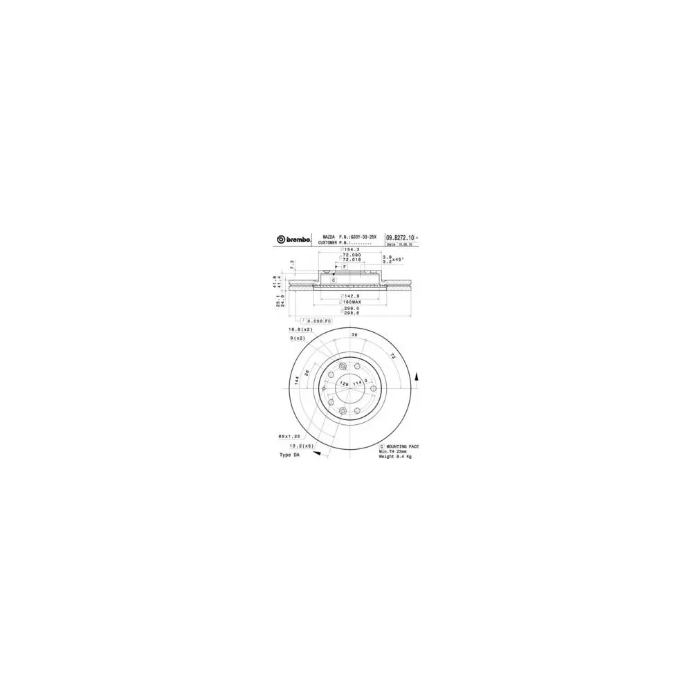 BREMBO Диск тормозной (09B27210) |
