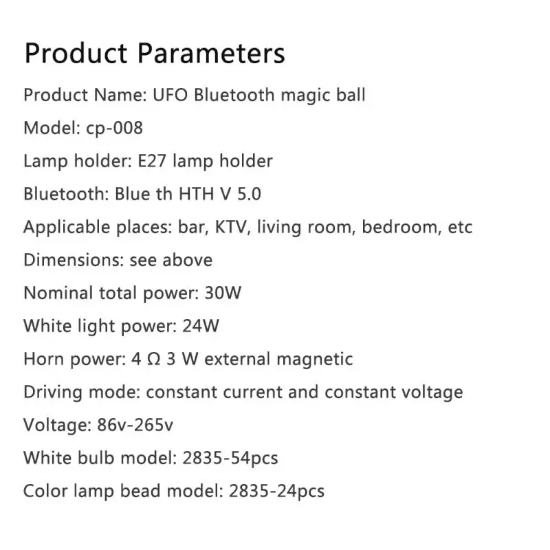 

30W E27 Smart Dimmable Light Bulb UFO Bluetooth Crystal Magic Ball LED Light Bulb Remote Control 2835 RGB Projector Night Light
