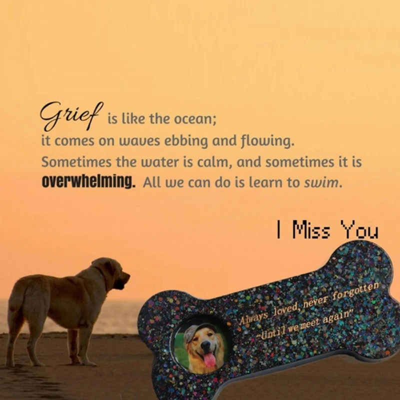 

Memorial Pet Tombstone Mold Dog Bone Paw Shape Epoxy Resin Casting Silicone Molds Photo Frame Candle Holder T84A