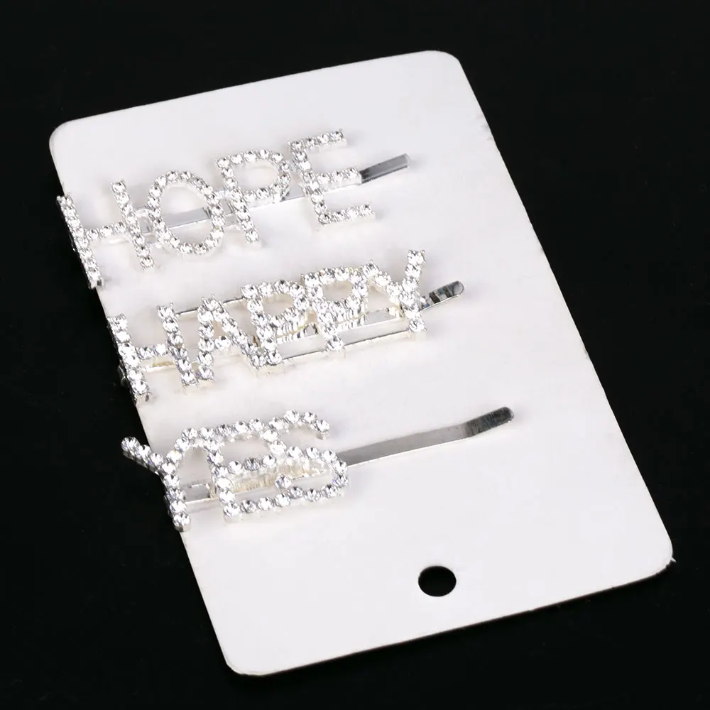 Set E 1Pc Shining Letter Hairpins Crystal Shiny Rhinestones Letters Hair Clips Women Styling Tool Hairgrip Jewelry Hair Accessories - Окраска металла: Set E