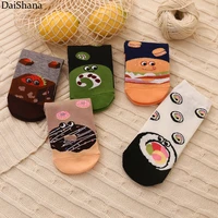 5 pairslot cute harajuku funny crazy sushu hamburge food patterned socks women summer korean novelty funny low ankle sock meias