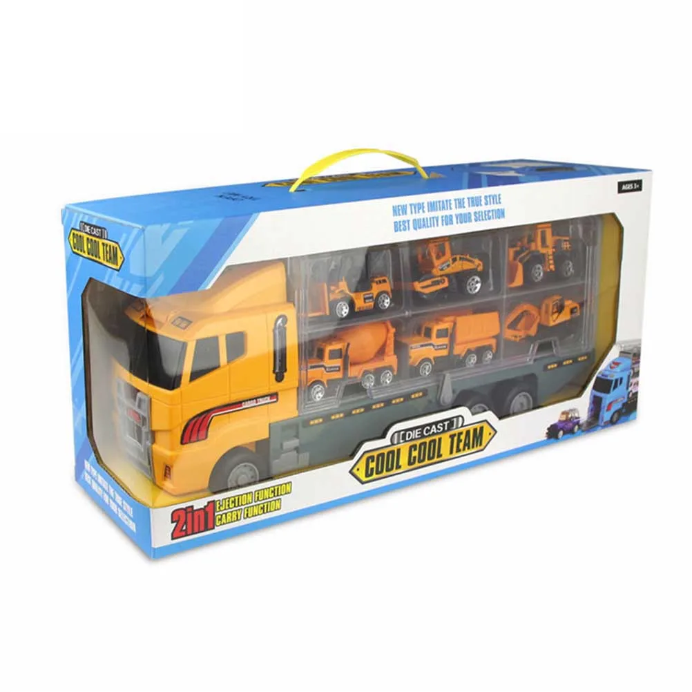 7 шт. желтый грузовик портативный транспортный контейнер автомобиль модель