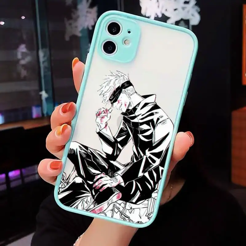 

Jujutsu Kaisen Phone Case For iPhone 12 11 Mini Pro XR XS Max 7 8 Plus X Matte transparent blue Back Cover