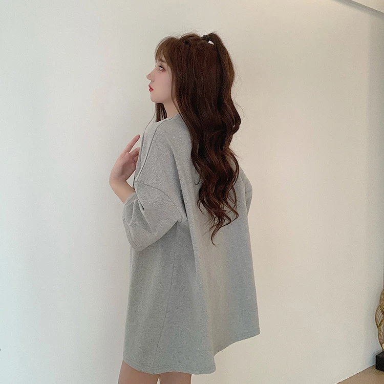 

YTX858 2021 new Letter printing loose bottoming shirt summer 2021 new all-match mid-length T-shirt