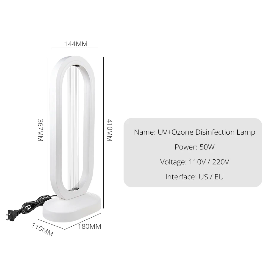 

50W UV Sterilization Quartz Germicidal Disinfection UVC CFL Ozone LED UV Sterilization Sterilizer Bacterial Kill Mite Home Lamp