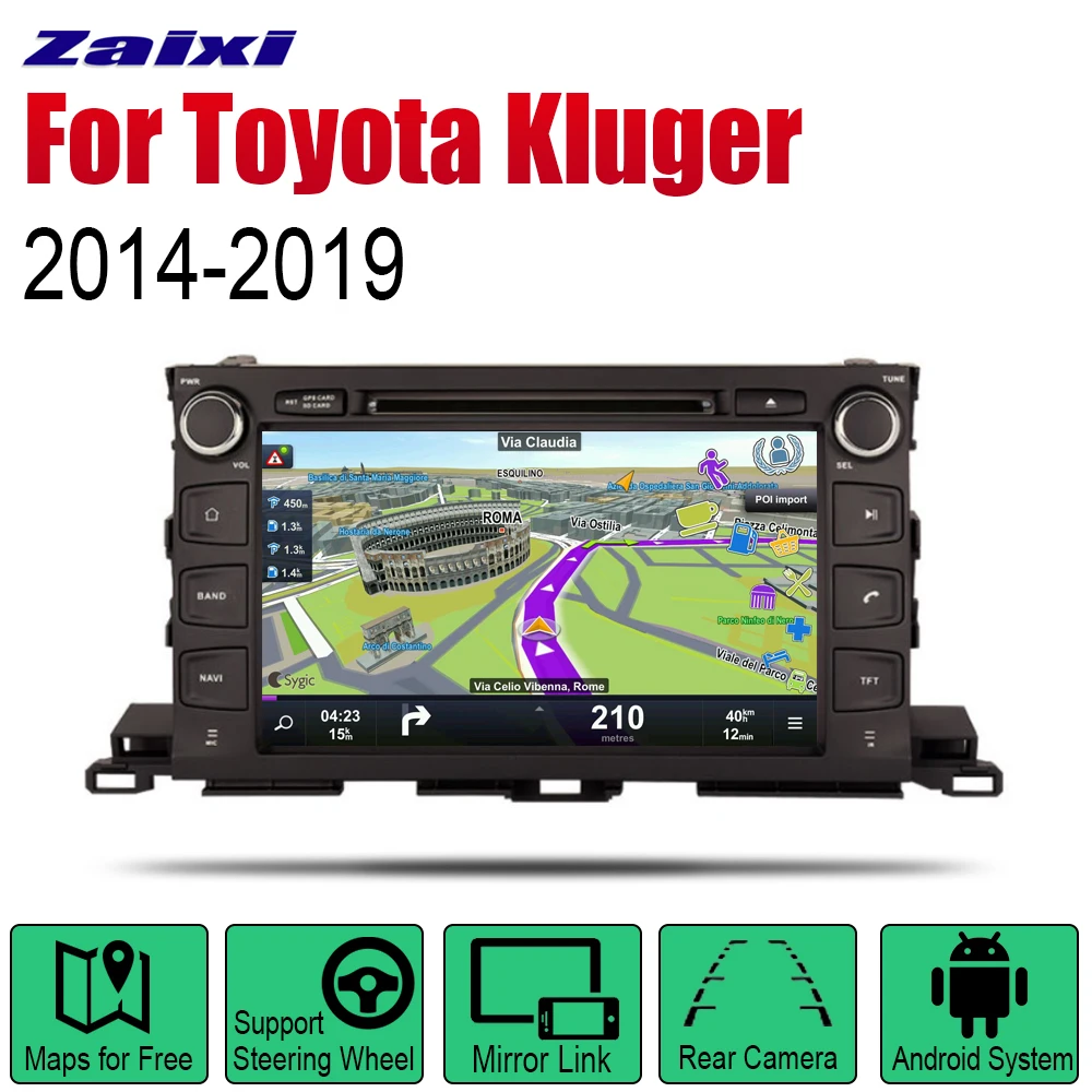 Автомобильный DVD GPS навигатор ZaiXi Android для Toyota Kluger 2014 ~ 2019 проигрыватель с