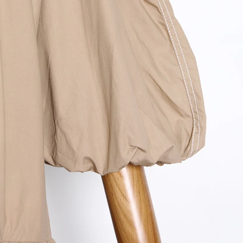 

QUALITY New HIGH Fashion Runway 2021 Designer dress Women's Turn-down Collar lantern Sleeve Ruffles Loose short dress