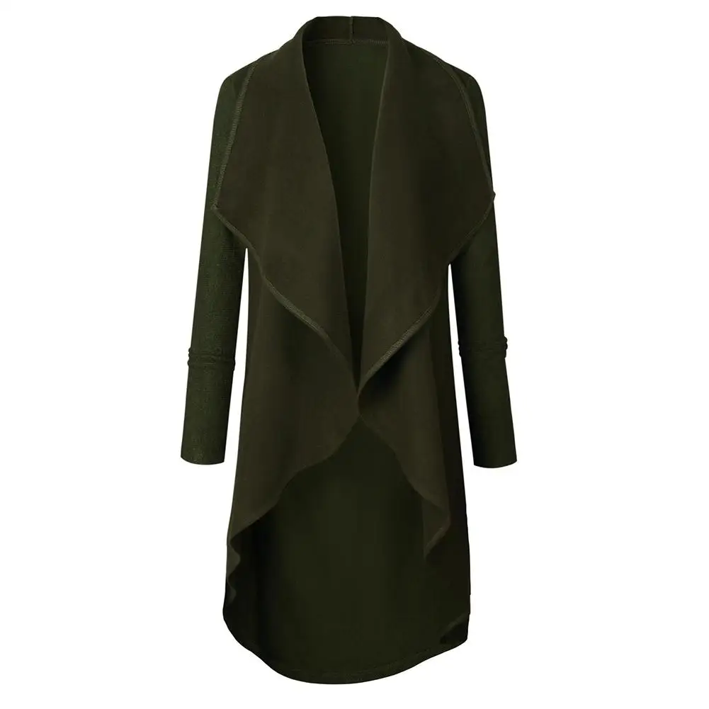 Женский кардиган с асимметричным подолом простой однотонный Кардиган длинным