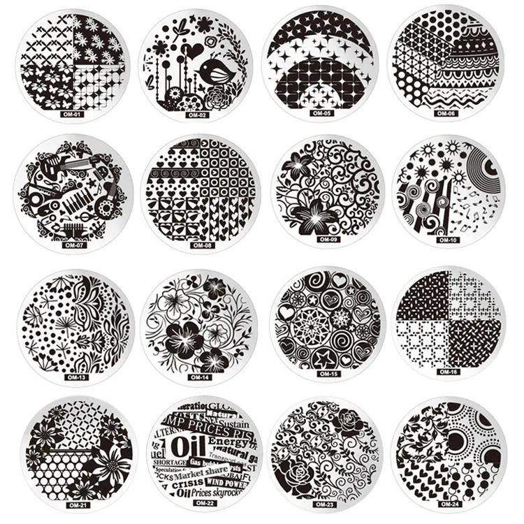 Набор штампов для дизайна ногтей круглый набор из нержавеющей стали