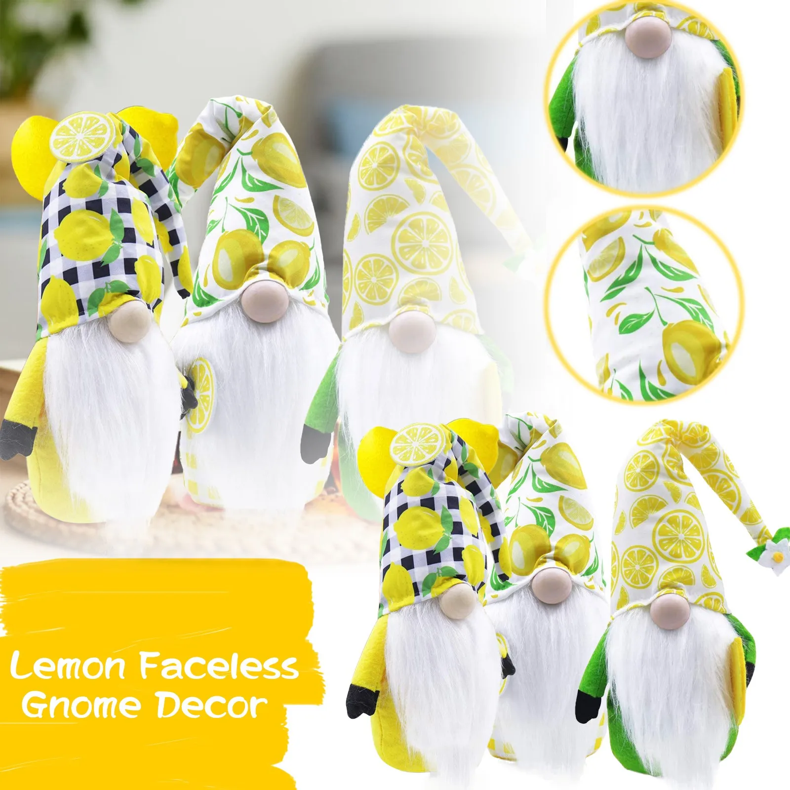 

Lemon Standing Bunny Gnome Handmade Swedish Tomte Rabbit Doll Easter Faceless Doll Decorations Room Desktop Decoration Toy jouet