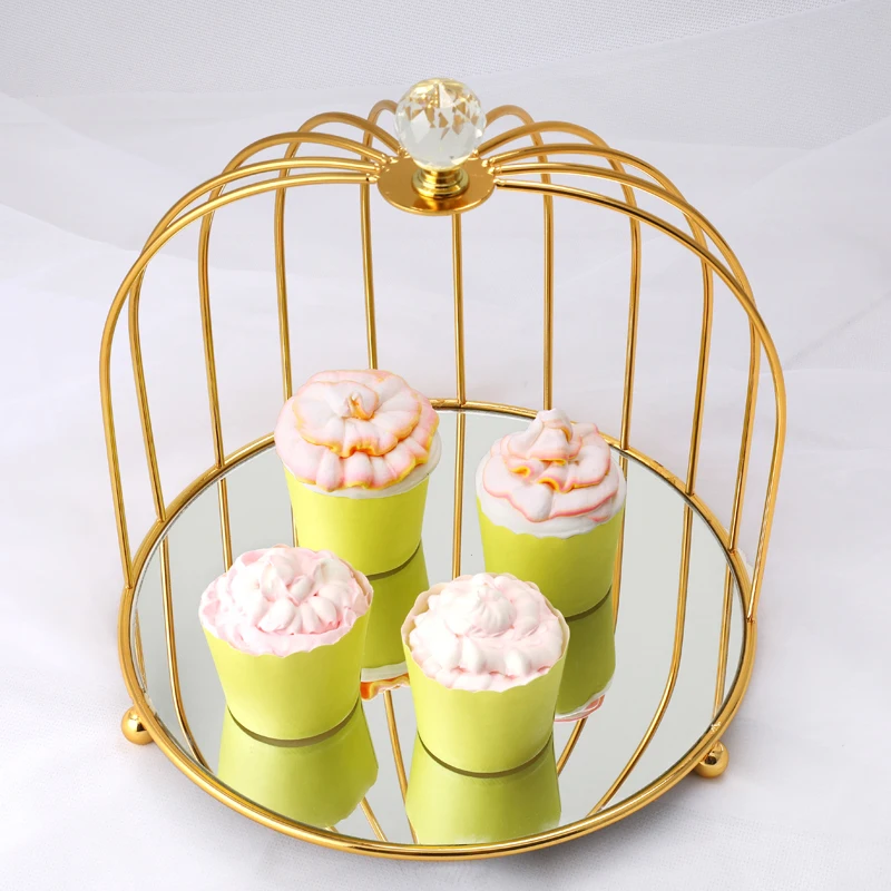 

1pcs Gold Color birdcage food display shelf wine dessert table tray cake plate food trays decorative home