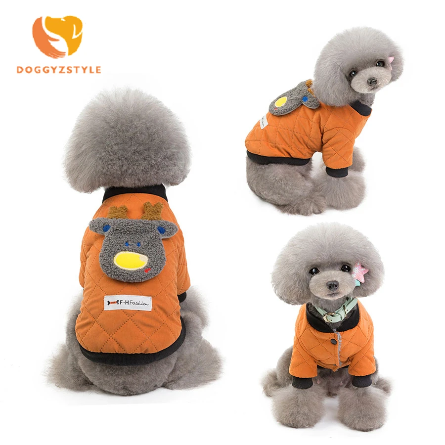 Зимнее хлопковое пальто для собак с рождественским принтом оленей теплая одежда