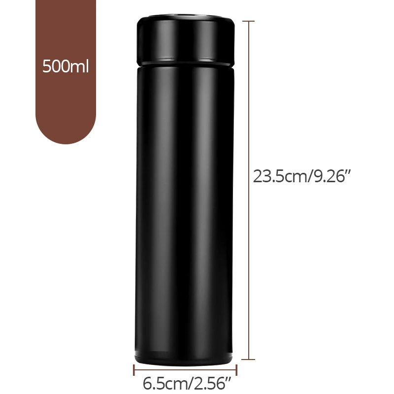 

500ml Smart Temperature Display Thermos Bottle Stainless Steel Leak Proof Double Walled For Water Tea Keep Drink Hot & Cold Cup