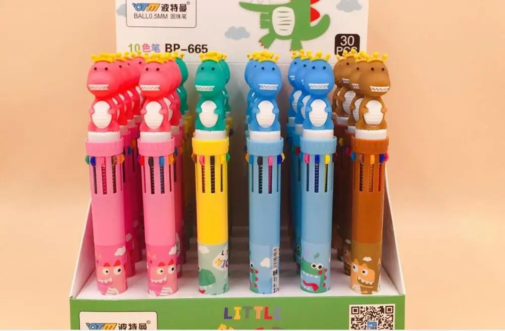 Многоцветный 10 цветов Корона динозавр шариковая ручка мультфильм канцелярский