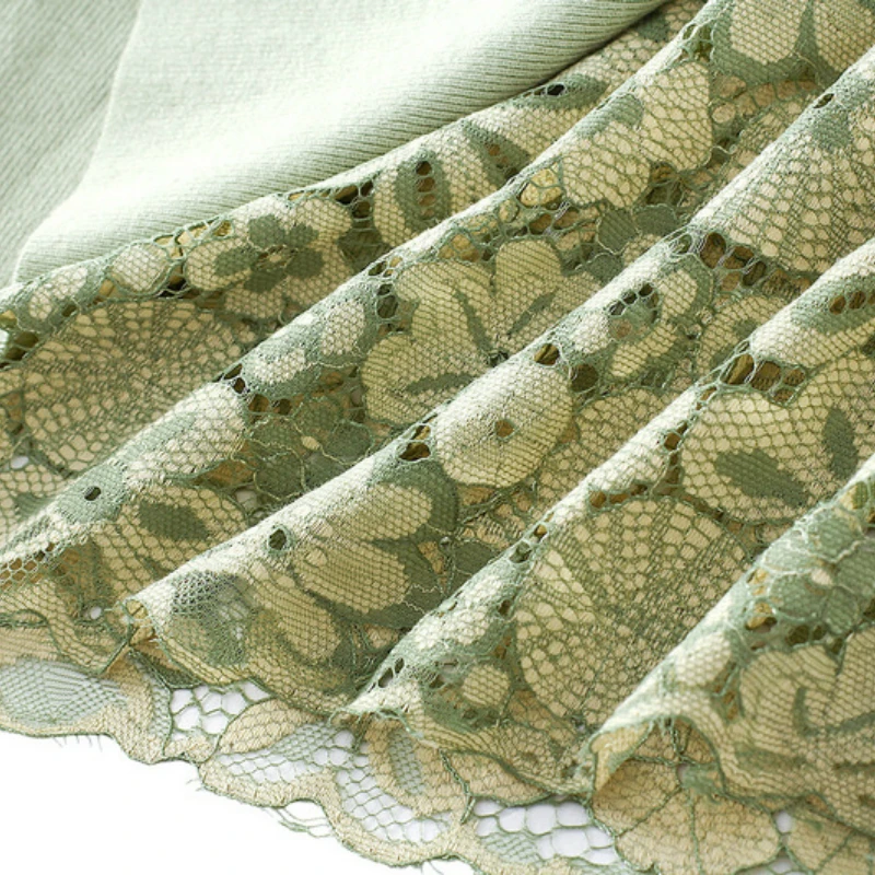 

Fashion Winter Knitted Skirts Floral Crochet Lace Patchwork Both-side Wear Cotton Blend Long Knit Skirts