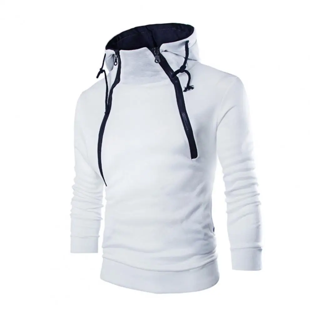 

Men Hoodie Contrast Colors Winter Hoodie Drawstring Casual Long Sleeve Slim Pullover Autumn Spring Hoodie for Daily Wear