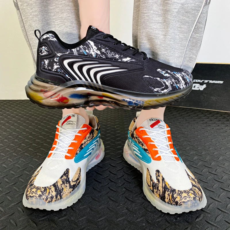 JIEMIAO 2021 New Man Shoes Mesh Breathable Sport Running Shoes Light Comfortable Lace-up Air Cushion Men Sneakers Size 39-46