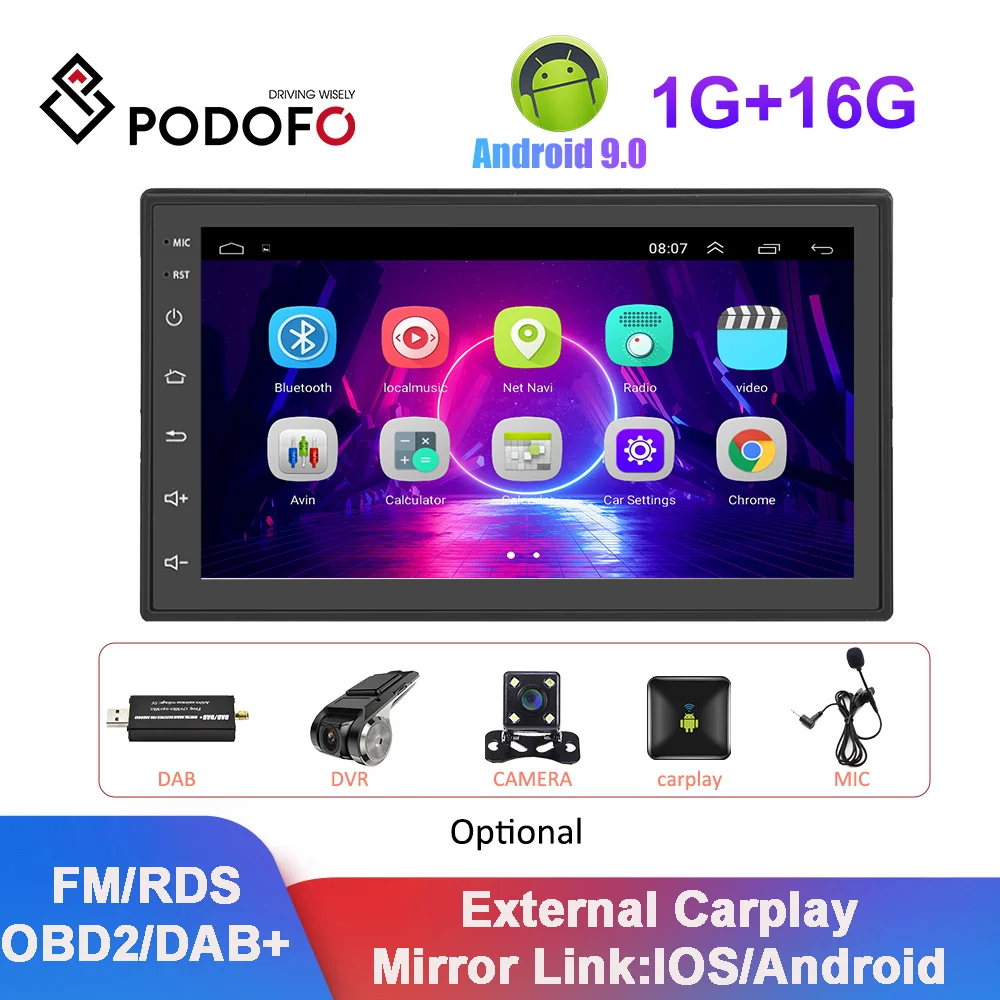 

Podofo 2 Din Car Multimedia Player 6.8 inch Car Radio Bluetooth WIFI GPS FM Radio Audio Stereo 2din For VW Nissan Toyota Ford
