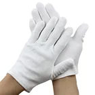 14 пар, хлопковые дышащие эластичные белые перчатки средней толщины