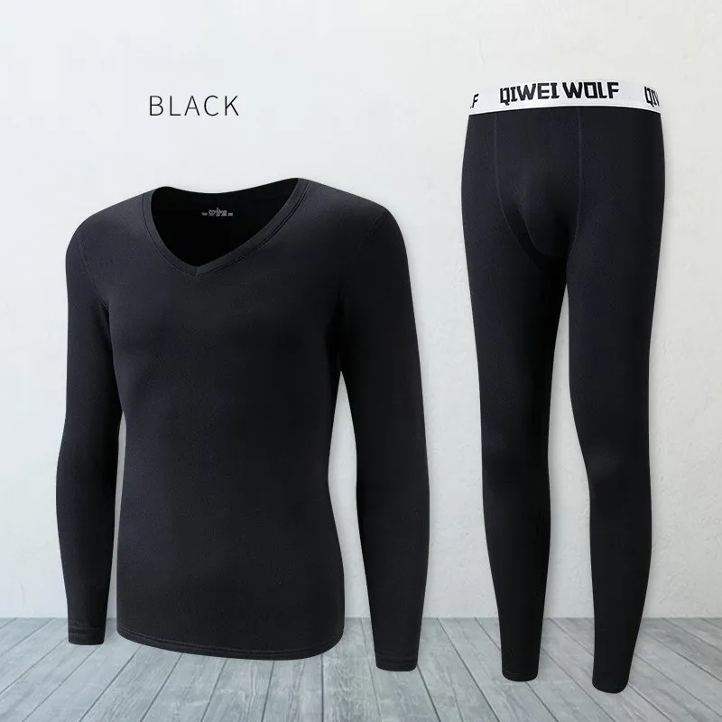 Men black Fanceey, зимние мужские теплые кальсоны, мужское термобелье, компрессионные комплекты, сохраняющие тепло для русской Канады и европейских женщин - Цвет: Men black