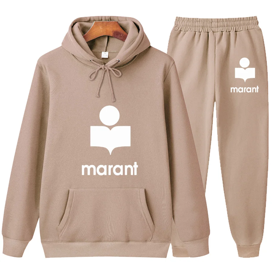 

2021 Autumn Winter Men's Casual Jogger Sets New Fashion Marant Printing Tracksuit Sweatshirt Male Long Sleeve Hoodie+Pants