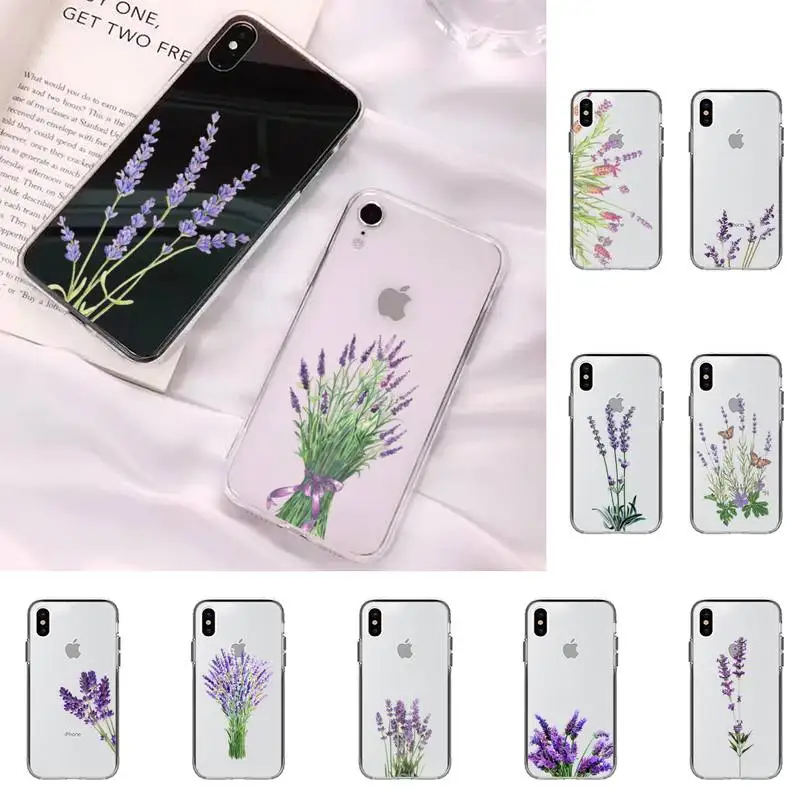 

Simple Lavender Purple Flowers Phone Case for iphone 13 8 7 6 6S Plus X 5S SE 2020 XR 11 12mini pro XS MAX