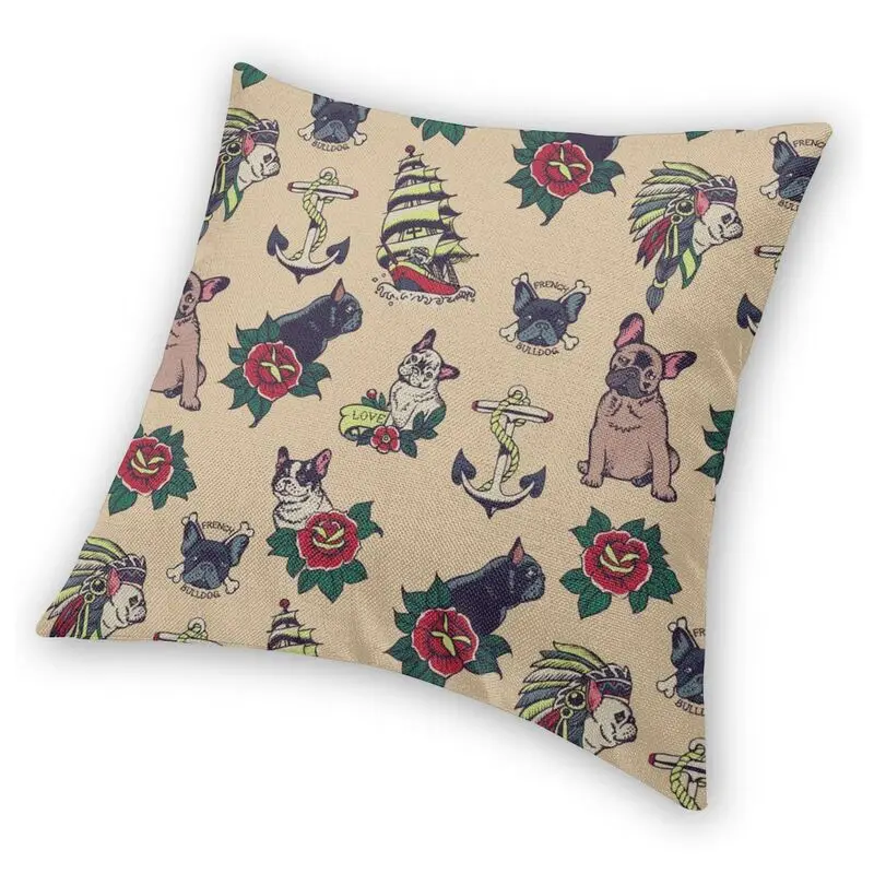 Симпатичная наволочка с татуировкой в виде французского бульдога двухсторонняя