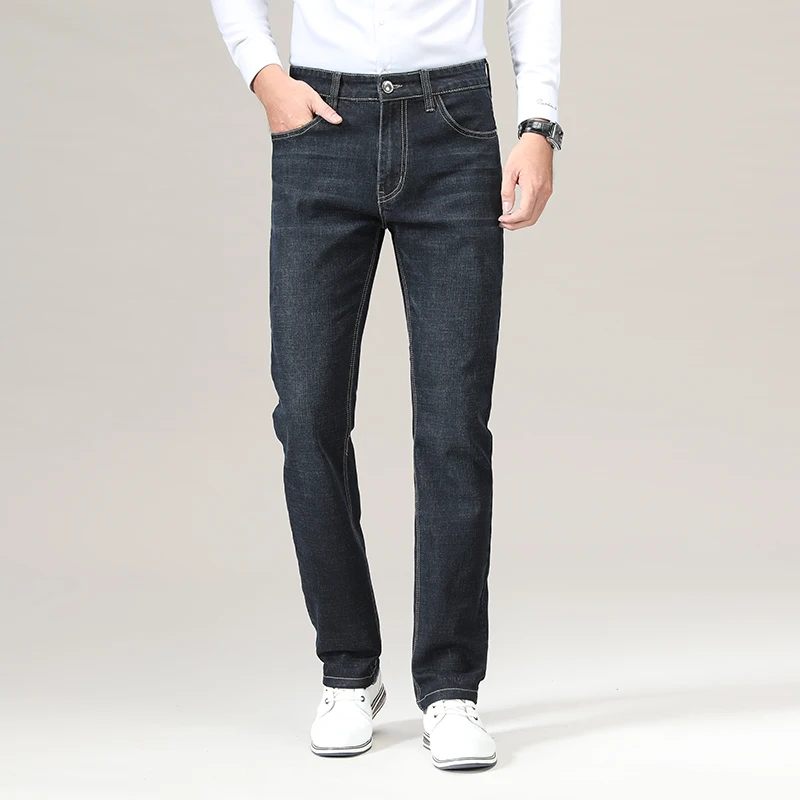 

2021 New Autumn Winter Men's Smart Casual Straight Loose Jeans Men Stretch Classic Designer Denim Trousers Plus Size 40 42