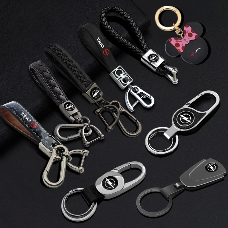 

3D Metal Leather Emblem Auto Keychain Key Chain Key Rings For Opel Astra j Insignia Astra g Corsa Zafira b Mokka Vivaro Meriva