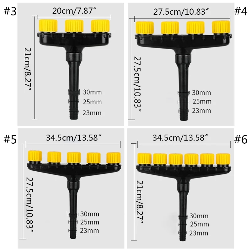 3/4/5/6 Heads Agriculture Atomizer Nozzles Lawn Garden Watering Hose Sprinklers Sprayer Shower Atomization Adjustable Size Au23 |