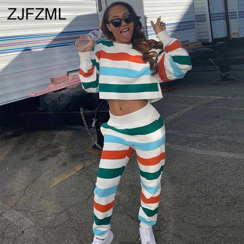 Комплект из двух предметов Женский повседневный кроп топ с круглым вырезом и