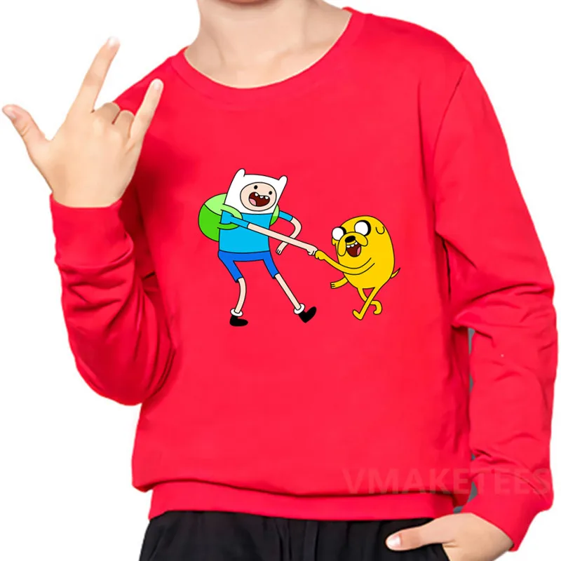 Детские Adventure Time Finn and Jake толстовки с капюшоном принтом в виде персонажей из
