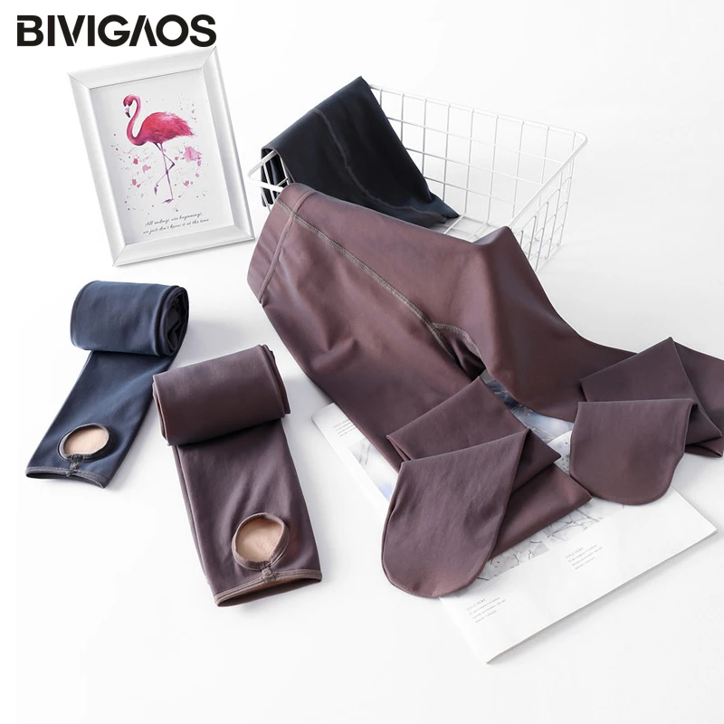 BIVIGAOS 2019 Новые Большие размеры женские леггинсы осень зима поддельные прозрачные