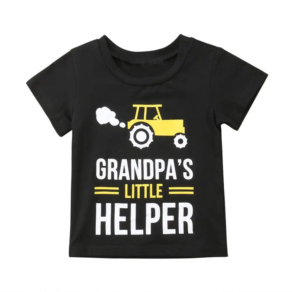 1pc Grandpa and Grandpa's Little Helper Matching Grandson T-shirts Summer Short Sleeve Family Look Outfits | Мать и ребенок