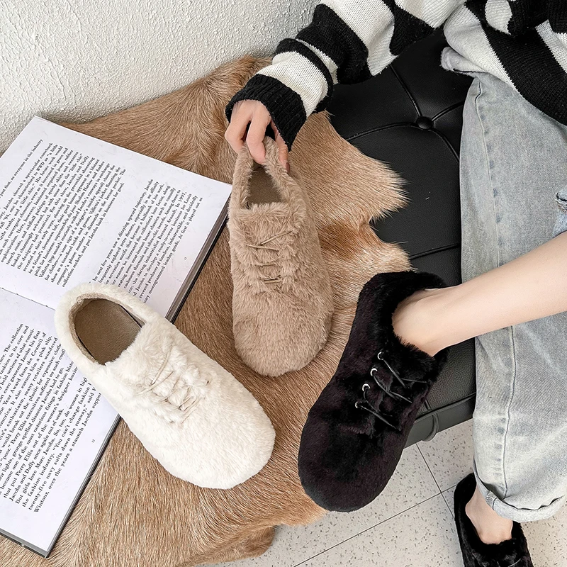 

Boat Shoe Casual Female Sneakers Clogs Platform Round Toe Women's Moccasins Shallow Mouth Modis Loafers Fur Slip-on New Creepers