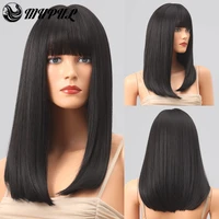 black straight bob synthetic wigs for women white wig with bangs heat resistant cosplay party natural hair pelucas de mujer