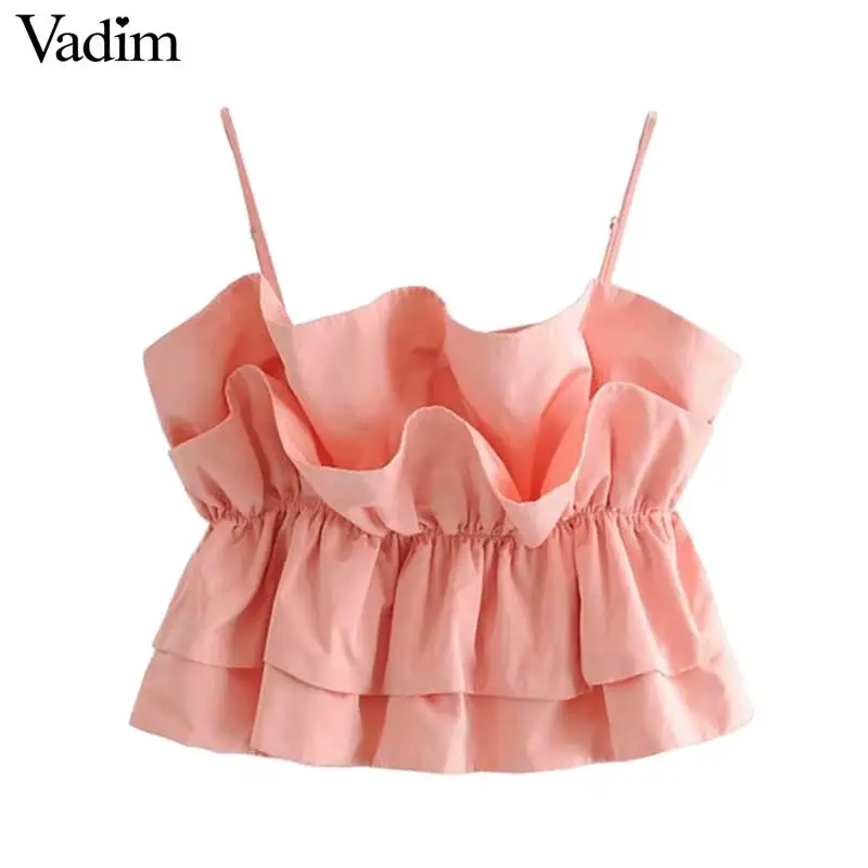 Vadim Женская Сексуальная короткая женская ночная кофта майка с оборками без
