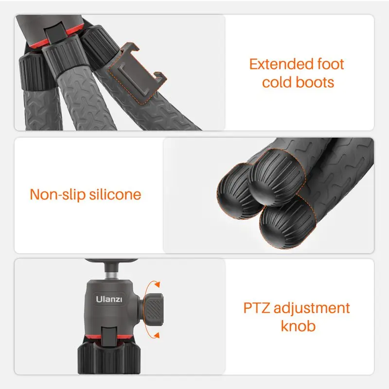 Ulanzi MT-19 Flexible Octopus Tripod for DSLR Smartphone 1/4'' Monopod With Cold Shoe Phone Holder 360° Adjust Ball Head |