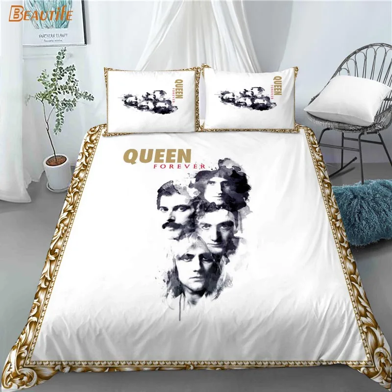 

3D Print Queen Band Bedding Set Duvet Cover Bedclothes Comforter Cover With Pillowcase For Kid Home 10-27
