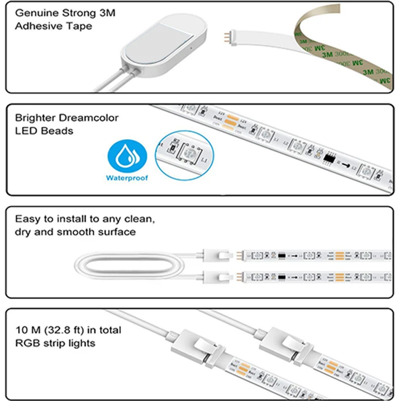 

Led Strip Light Smart Wifi Control Colour Changing Led Strip Lights Rgb Led Rope Light for Home&Party Decoration Uk Plug