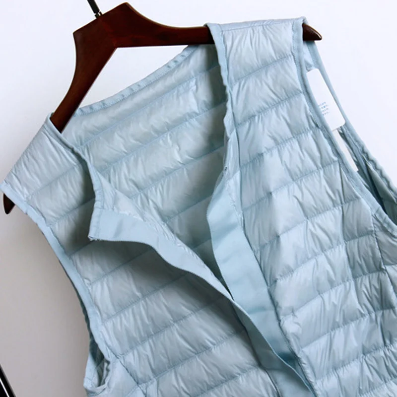 

Autumn Down Portable Lace Up Women's Waistcoat O-neck Drawstring Slim Female Waistcoats All-Match Solid Casual Ladies Clothes